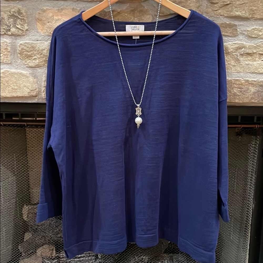 NWT Lord & Taylor Navy Top
